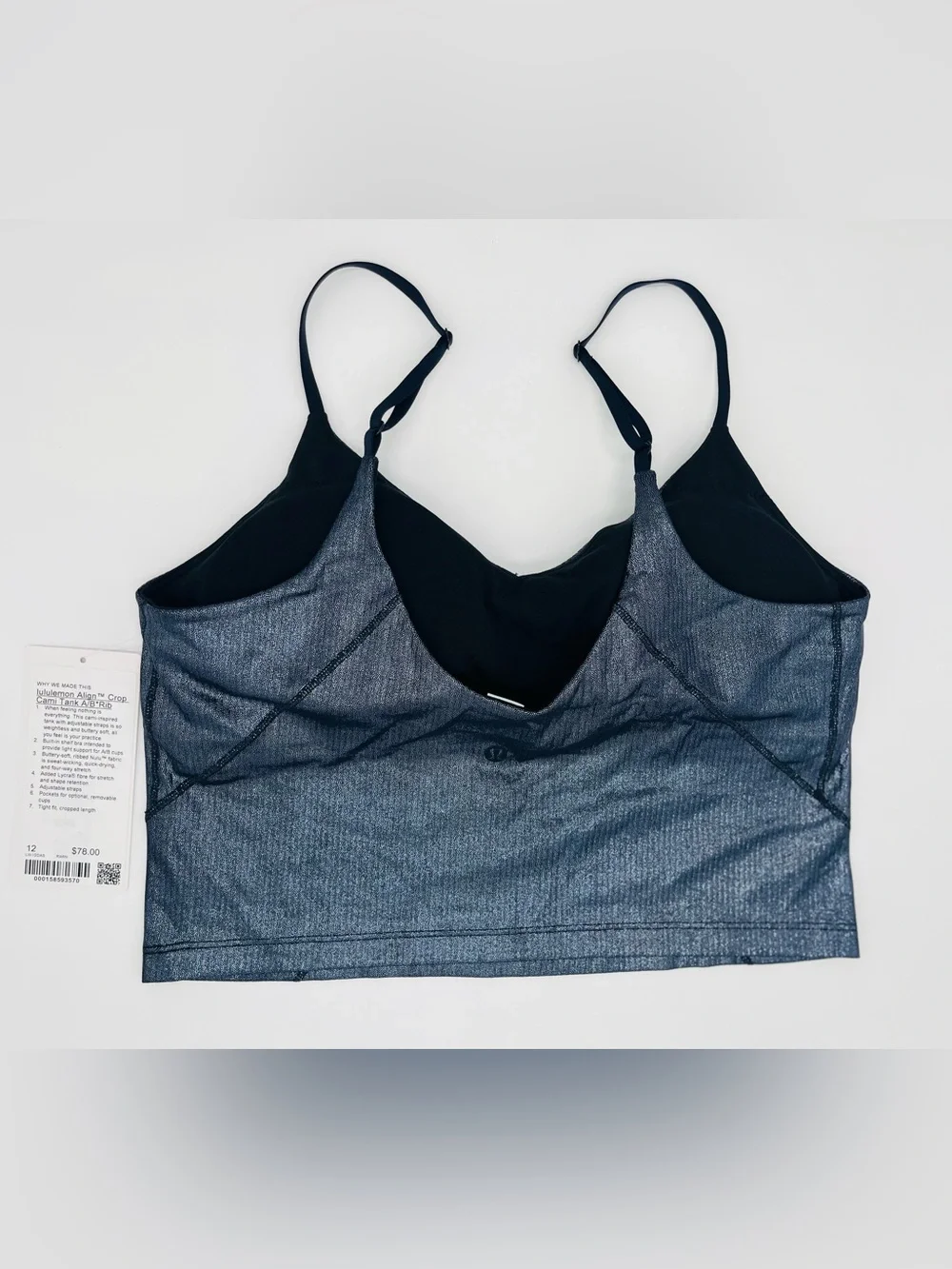 Lululemon Align Ribbeed Crop Cami Tank TopShine A/B Cup NVT Size 12